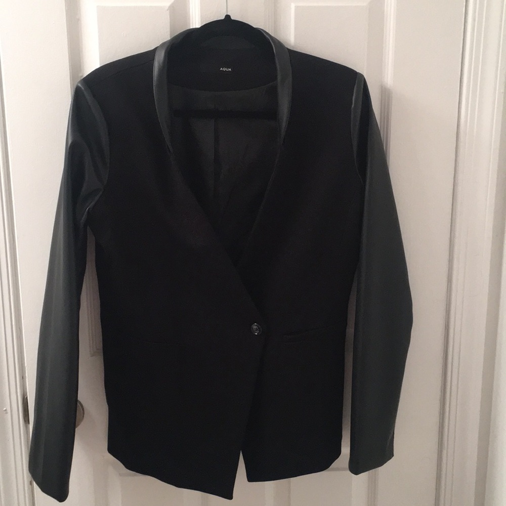 Aqua faux-leather jacket